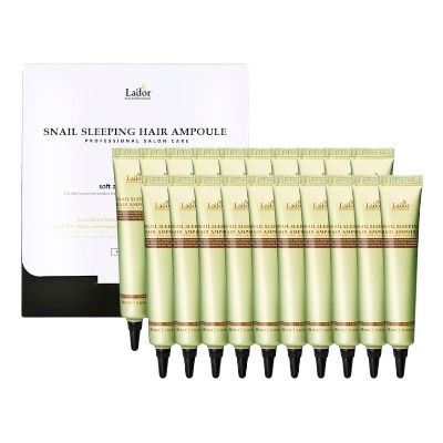Нічна маска-сироватка з білком для пошкодженого волосся Lador Snail Sleeping Hair Ampoule, 20шт по 20мл