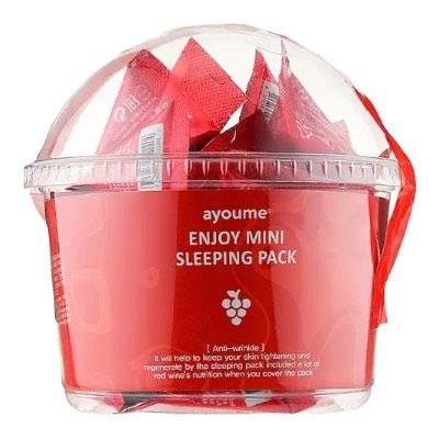 Нічна антивікова маска для обличчя з червоним вином Enjoy Mini Sleeping Pack по 3г №30, Ayoume 