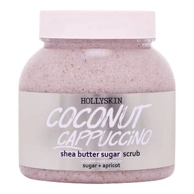 Цукровий скраб з олією ши і перлітом Coconut Cappuccino 350 г, HOLLYSKIN 